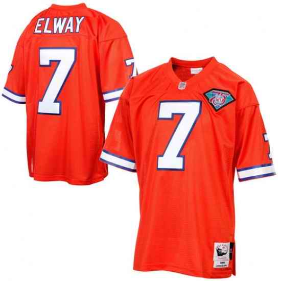 Denver Broncos 7 John Elway Orange Throwback NFL Jerseys